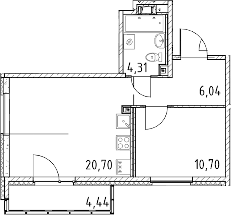 1-комнатная квартира 41.75 м², 16/17 эт., ЖК «Город Первых»